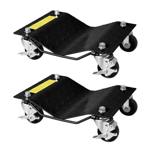 Heavy Duty Car Wheel Dolly Set with Locking Casters, 1500 lbs Per Dolly Capacity, Vehicle Positioning Skates for Auto Repair, Garage and Shop
