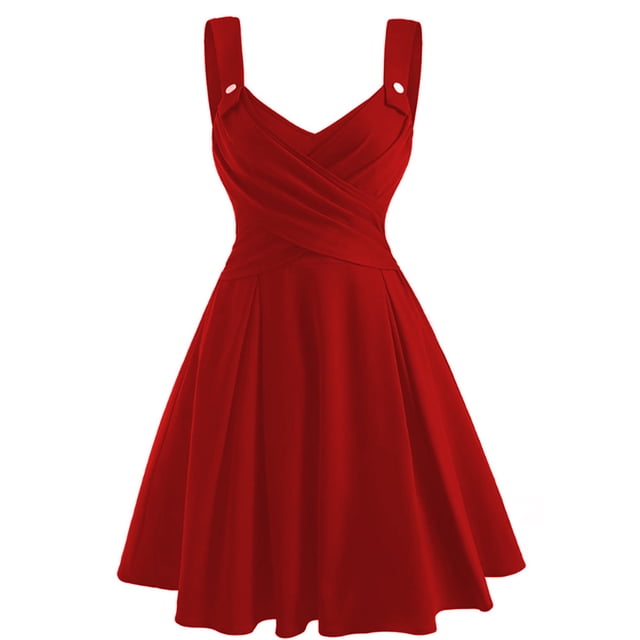Robes pour Femmes 2024 Été Robe Ample Unie à Bretelles Sans Manches à Col en V Robe Aguichant Rabais de 50 % Liquidation!