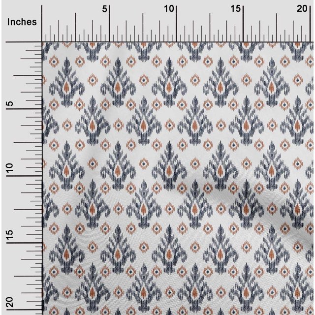 oneOone Cotton Poplin Fabric Diamond & Swirl Ikat Print Fabric BTY 56 Inch Wide