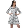 thumbnail image 1 of Moomaya Robe Courte à Cordon Imprimée pour Femmes, Col en V, Manches à Volants, Robe d'Été, 1 of 4