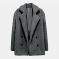 thumbnail image 4 of Qertyioot Plus Size Coat for Womens,Winter Warm Loose Plush Turndown Collar Jacket, 4 of 7