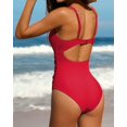 thumbnail image 3 of Charmo Womens One Piece Swimsuit Ruched Tummy Control V Neck Bathing Suits Swimwear, 3 of 6