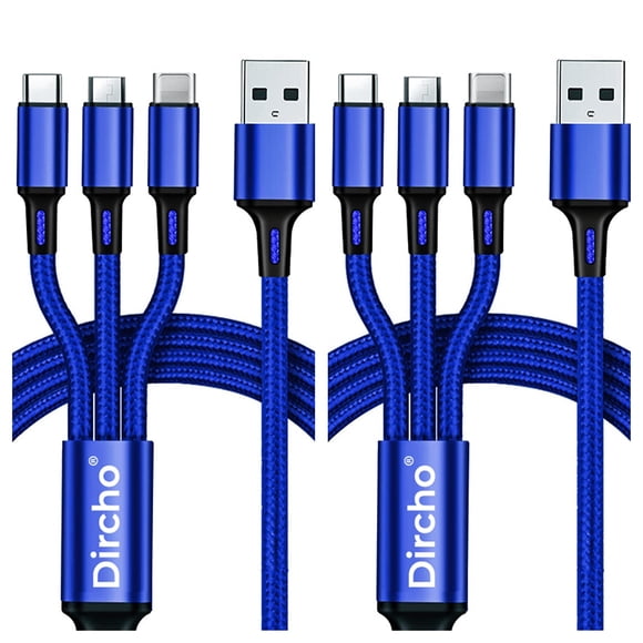 Multi Charging Cable, 4 ft Multi USB Charger Cable Aluminum Nylon 3 in 1 Universal Multiple Charging Cord with Type-C/Micro /IOS USB Connectors for Most Phones & Tablet