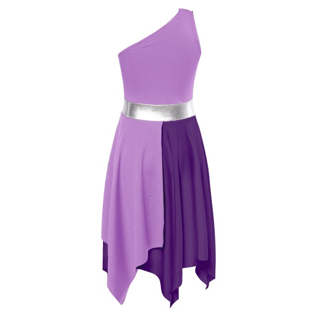 Yartina Robe de Danse Asymétrique pour Filles, Tunique de Prière Lituricale, Lavande 10