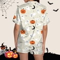 thumbnail image 5 of Pyjama pour Femmes en Satin Imprimé Graphique, Mignon, Tenue de Nuit, Boutons, Hauts à Manches Courtes, Ensembles de Shorts, 5 of 5