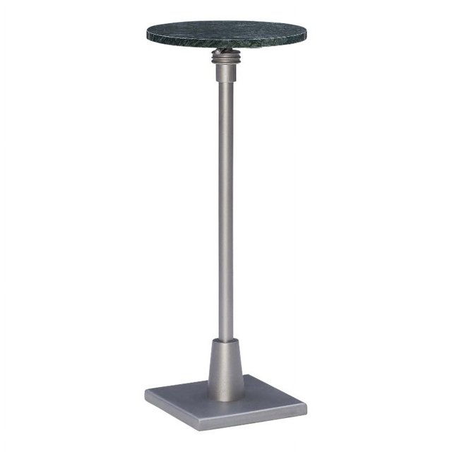 Linon Gavin Table d'Appoint Réglable en Métal et Marbre Vert pour Boissons, Argent