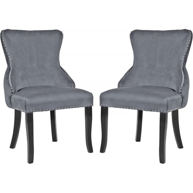 Dining Chairs Dining Room Chair Kitchen Chair of 2 Dining Metal Side Chairs Solid Wood Modern Tufted Upholstered for Home Kitchen Bedroom Living Room Arm Side Chairs Set of 2 Grey