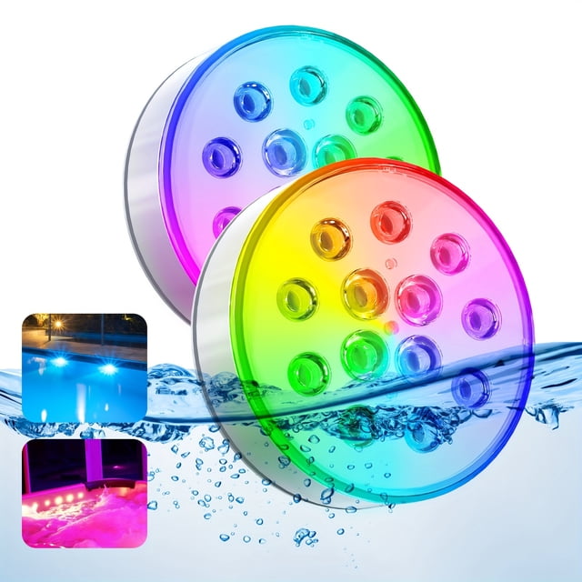 HLONK CRISLEX Rechargeable Pool Lights for Above Ground Pool Hot Tub Accessories - Upgraded Submersible LED Lights With Remote 16 Colors Lithium Battery USB Charging - For Pool Bath