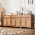 thumbnail image 1 of KFFKFF Wicker Furniture, Trio Pack, Wicker Storage Unit with 6 Magnetized Doors and Trio Drawers, Multipurpose Cabinet with Modifiable Shelving, Perfect for Corridor, Foyer, Lounge, Organic, 1 of 9