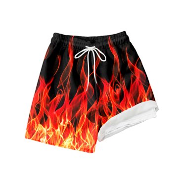 Maillot de Bain Garçon Uni avec Doublure de Compression Short de Bain Extensible Rouge 7T/7 A-