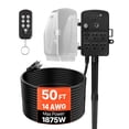 thumbnail image 1 of VEVOR Outdoor Power Stake, 50FT Extension Cord, Outdoor Power Strip Weatherproof with Cover, Remote Control Dusk to Dawn Light Timer Waterproof, 1 of 9