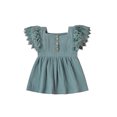 thumbnail image 1 of Xingqing 4 Colors Newborn Baby Girls Princess Dress Solid Lace Fly Sleeve Button A-Line Mini Dress, 1 of 7