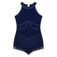 thumbnail image 4 of iefiel Combinaison de Danse Latine Rumba Salsa Tango à Franges pour Filles, Bleu Marine 16, 4 of 6