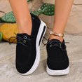 thumbnail image 2 of Chaussures de Marche à Plateforme Compensée pour Femmes Printemps Automne Confortables en Suède à Lacets Épaisses Espadrilles Mode Mocassins, 2 of 6