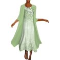 thumbnail image 1 of ORUYROP Robe en Chiffon pour Femmes Manches 3/4 Invité de Mariage Élégante Robe Fluide Longueur Genou Ensemble Deux Pièces Robe Formelle Vintage, 1 of 6
