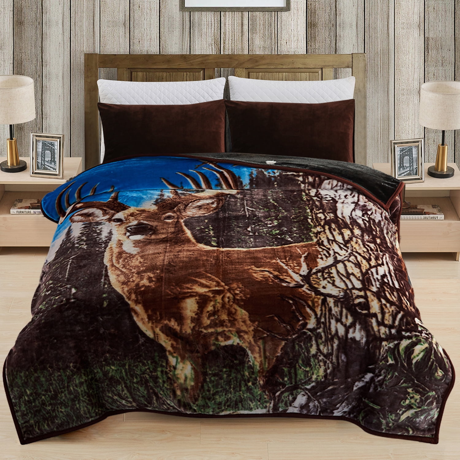 JML Couverture en Molleton Peluche Doux pour Lit Grand 75"x87 Pouces 5 Lb, Couverture Raschel 2 Plis Orignal et Cheval