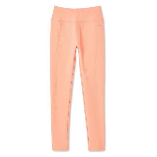 Athletic Works Legging Actif Côtelé pour Filles en Pêche, Vue avant, Tissu Tricoté Côtelé avec Ajustement Extensible et Grand Ceinture Élastiquée, Doté d'Une Technologie Qui Évacue Plus l'Humidité pour le Contrôle de l'Humidité, Convient aux Vêtements d'Entraînement et aux Tenues Décontractées pour Filles.