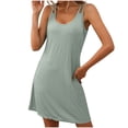 thumbnail image 1 of Liquidation d'Été 2025! Robe pour Femme Grande Taille, Liquidation de Robes d'Été pour Femmes, Robe d'Été Sans Manches à Col Rond Unie Décontractée et Tendance pour Femme, 1 of 5