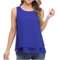 thumbnail image 1 of VEKDONE Chiffon Sleeveless Tank Tops for Women Summer Loose Fit Lightweight Breathable Tanks Solid Color Fake 2 Piece Plus Size Vests Blue 4X-Large, 1 of 8