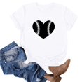 thumbnail image 1 of Meichang T-Shirts Cœur d'Amour Baseball Femmes T-Shirts Graphiques Cœur Baseball Manches Courtes Col Rond Hauts Décontractés Coupe Ample Été Jour de Match Blouses Blanc P, 1 of 3