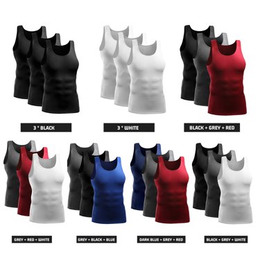 Débardeur de Compression pour Hommes, Lot de 3, Évacuation de l'Humidité, Séchage Rapide, Coupe Ajustée, Gilet Athlétique d'Entraînement, Chandail de Musculation