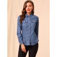 thumbnail image 3 of INSPIRE CHIC Women's Point Collar Long Sleeve Button Down Polka Dots Shirt, 3 of 6