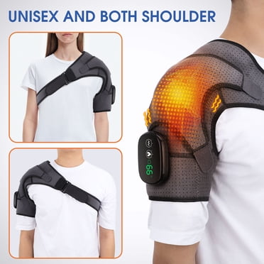 Heated Shoulder Wrap Brace, Wireless Shoulder Heating Pads Massager, Eletric Shoulder Supports for Pain Relief with 3 Heating Vibration Settings