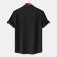 thumbnail image 4 of Shirts for men Casual Solid Stand Collar Short Sleeve Button Closure Shirt Hawaii Blouse, 4 of 8