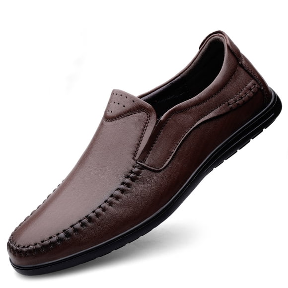 Men's Casual Loafers Slip On Leather Shoes Comfortable Lightweight Driving Shoes Male Moccasins Classic Penny Loafer Flats Boat Shoes Outdoor Walking Shoes
