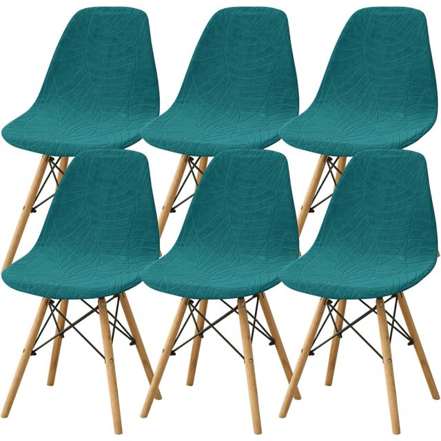 Shell Dining Room Chair Slipcovers Set of 2/4/6,Stretch Modern Armless Lounge Chair Slipcovers Protector for Kitchen Dining Living Room(Sapphire Blue,6Pcs)