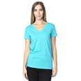 thumbnail image 1 of T-Shirt à Manches Courtes Col en V pour Femmes - Bleu Pacifique - L, 1 of 3
