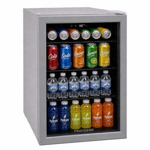 Frigidaire 88 Can/25 Réfrigérateur de boissons en bouteille, 2.6 Cu. ft Porte en verre Mini Réfrigérateur gris