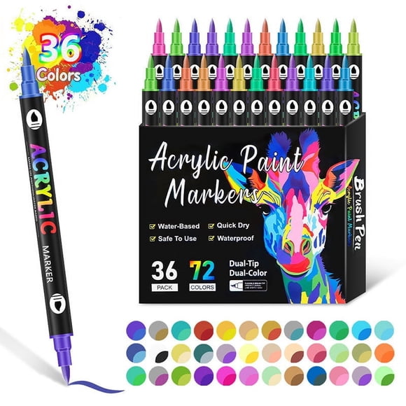 Ensemble de Marqueurs de Peinture Acrylique de 24/48/36 Couleurs, Stylos à Pointe Ronde de 1,5 mm pour Toiles, Roche et Bois, Fournitures d'Artiste à Séchage Rapide