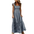 thumbnail image 1 of TopLLC Robe d'Été Mode Femmes Été Décontractée Imprimé Col Carré Camis Sans Manches Gilet Longue Robe Grande Taille Robes, Robe de Plage, 1 of 6