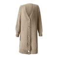 thumbnail image 4 of Cardigans Doux pour Femmes, Tricot pour Femmes, Coupe Ample, Mi-Long, Col à Revers Irrégulier, Cardigan, 4 of 5