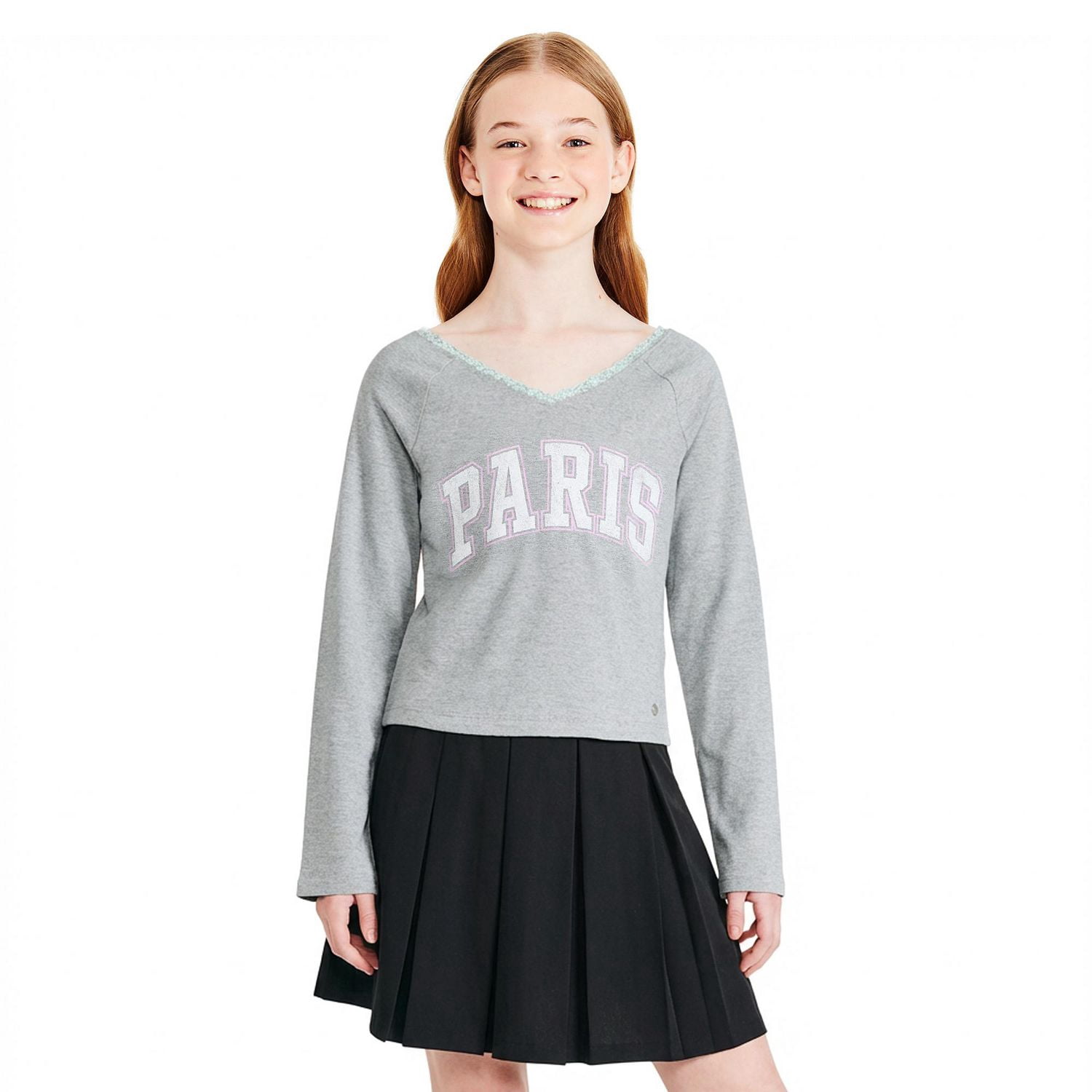 T-shirt à imprimé graphique et manches longues Justice pour filles