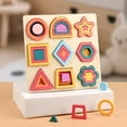 thumbnail image 1 of YiJuHui 1pcs Educational Wooden Geometry Puzzle Board, Shape Sorter Building Blocks, Montessori Learning Toy for Toddlers, Brain Teaser STEM Activity, Gift, 1 of 6