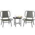 thumbnail image 1 of Outsunny 3 Piece Wicker Patio Furniture Bistro Set with Steel Table, Grey, 1 of 10