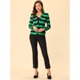 thumbnail image 3 of INSPIRE CHIC Blazer à Rayures pour Femme à Revers Cranté, Manches Longues, Boutonné, L Vert Marine, 3 of 6