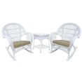 thumbnail image 1 of Jeco 3 Piece Wicker Conversation Set in White with Tan Cushions, 1 of 2