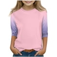 thumbnail image 1 of SERTG T-Shirt Mode Enfant Col Rond Manches 3/4 Imprimé Col Rond pour Été et Printemps 4-15 Ans (Rose3,11 Ans), 1 of 7