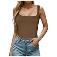 thumbnail image 1 of Hauts Grande Taille Crop Tops Femmes Col Carré Sans Manches Double Couche Débardeur Serré pour Femmes, 1 of 5