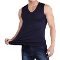 thumbnail image 1 of Mens Summer Ice Silk Traceless Thin Breathable Pure Color V-neck Sleeveless Top, 1 of 9