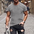 thumbnail image 2 of FAIWAD T-Shirt Décontracté pour Homme Extensible à Manches Courtes Ajusté à Col Rond Chandail à Enfiler Hauts Couleur Unie Hauts Basiques, 2 of 5