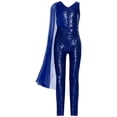 thumbnail image 4 of Kaerm Combinaison Short à Paillettes pour Fillette Sans Manches Tenue de Danse Bal une Pièce Justaucorps pour Fête Bleu Marine 10, 4 of 5