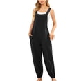 thumbnail image 1 of HAiming Women's Cotton Overalls Casual Loose Button Jumpsuits Adjustable Straps Wide Leg Rompers with Pockets, 1 of 6