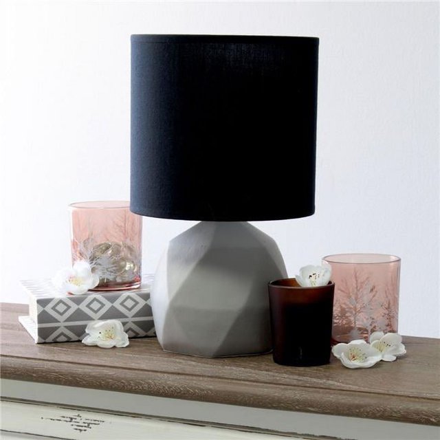 All the Rages LT2060-BLK Lampe en Béton Géométrique au Design Simple, Noire