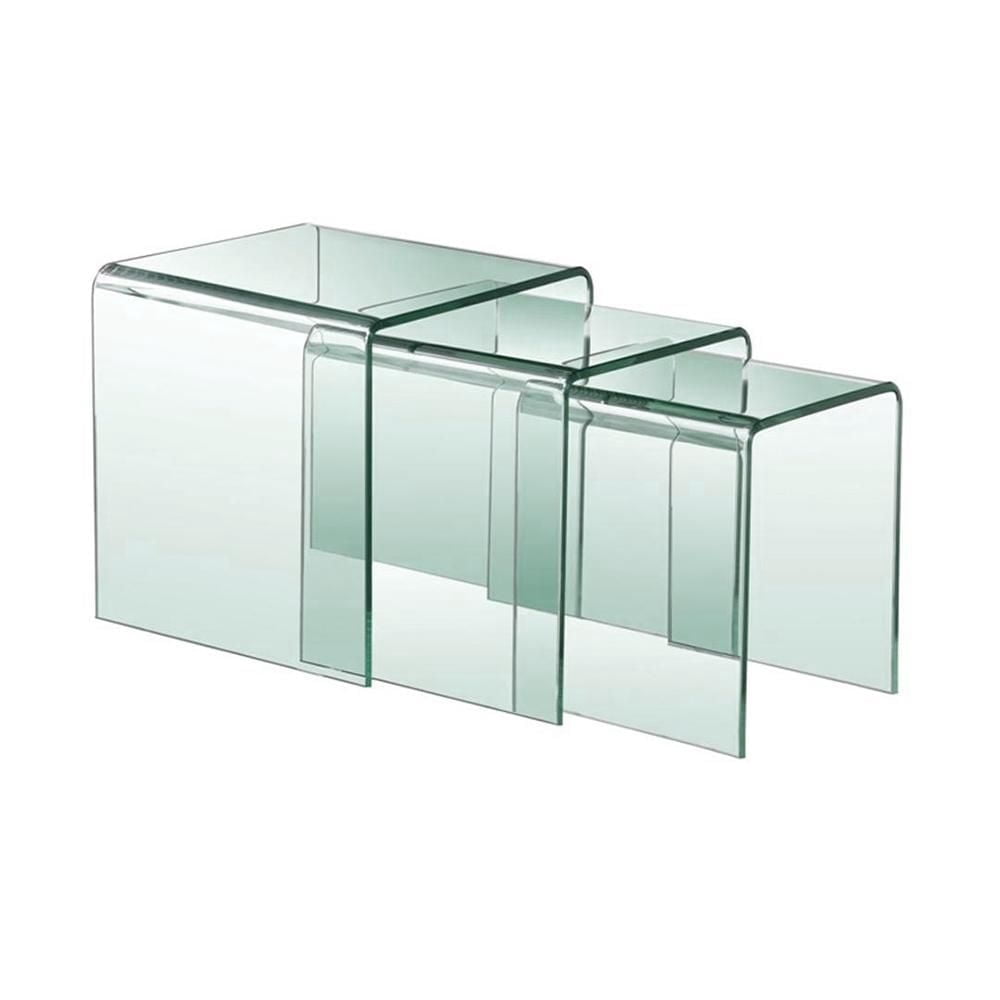Heavenly Collection Nesting Table, Glass Nesting Table, Un-tempered Glass Nesting Table, Bent Glass Nesting Table, Waterfall Nesting Table, Set Nesting Table