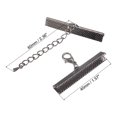 thumbnail image 2 of Unique Bargains 10Set Ribbon Crimp Clamp Ends Lobster Claw Clasps & Chain 40mm Metallic Black for DIY, 2 of 7