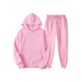 thumbnail image 1 of Innerwin Hoodies And Sweatpant Set Solid Color Mens Tracksuit Winter Hooded Warm 2 Piece Hoodie Pink XS, 1 of 2